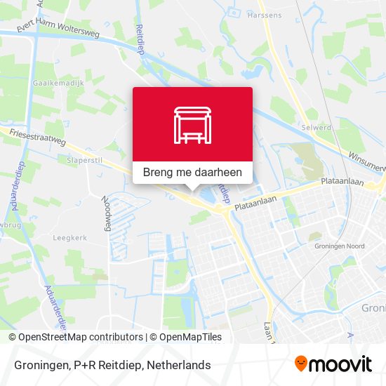 Groningen, P+R Reitdiep kaart