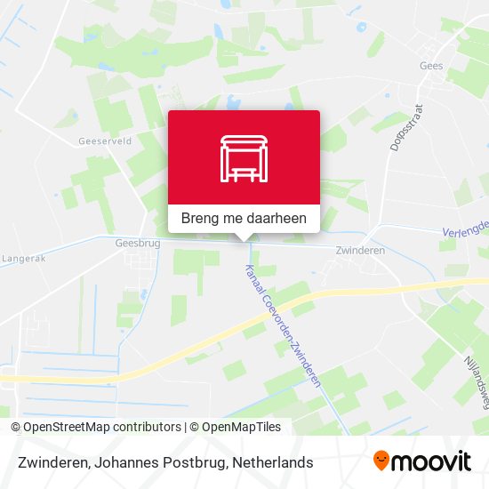 Zwinderen, Johannes Postbrug kaart