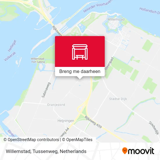 Willemstad, Tussenweg kaart