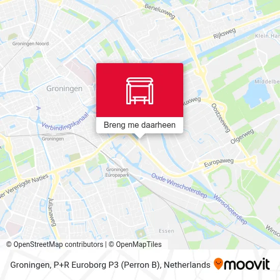 Groningen, P+R Euroborg P3 (Perron B) kaart