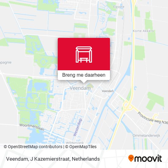 Veendam, J Kazemierstraat kaart