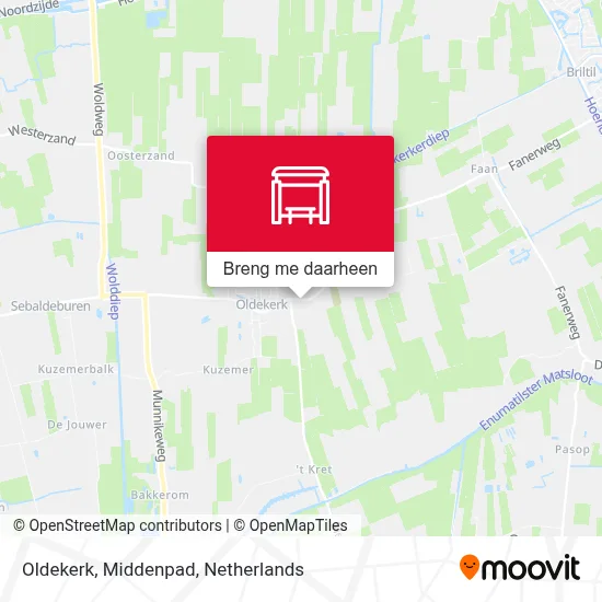 Oldekerk, Middenpad kaart