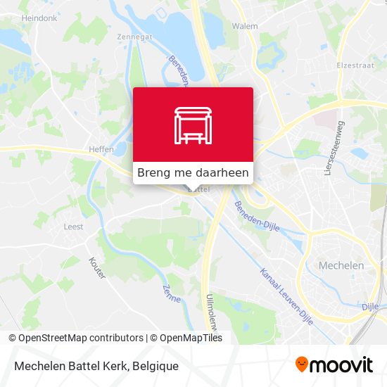 Mechelen Battel Kerk kaart