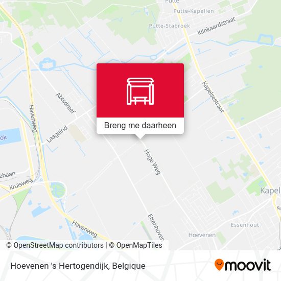 Hoevenen 's Hertogendijk kaart