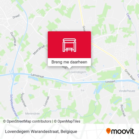 Lovendegem Warandestraat kaart