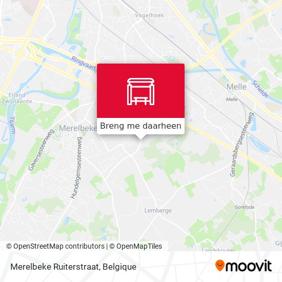 Merelbeke Ruiterstraat kaart