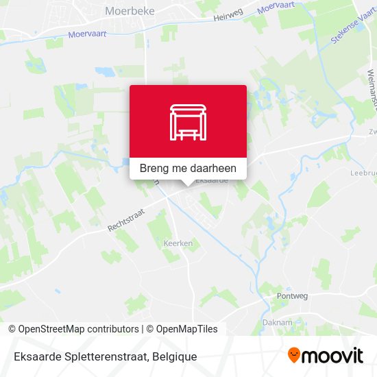 Eksaarde Spletterenstraat kaart
