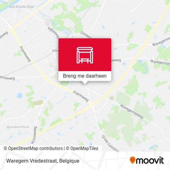 Waregem Vredestraat kaart