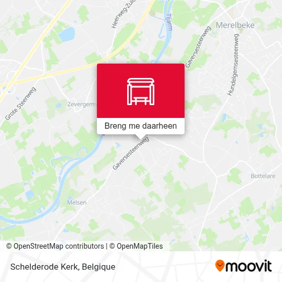 Schelderode Kerk kaart