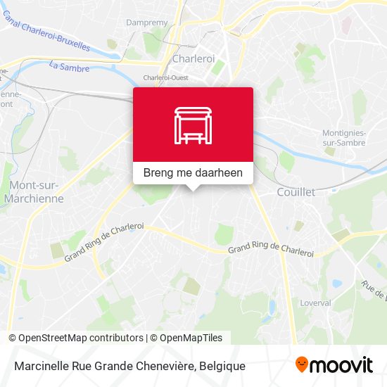 Marcinelle Rue Grande Chenevière kaart