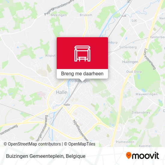 Buizingen Gemeenteplein kaart