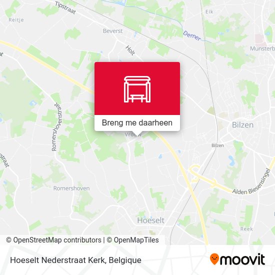 Hoeselt Nederstraat Kerk kaart