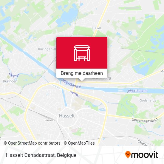 Hasselt Canadastraat kaart
