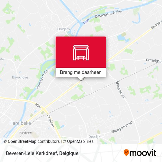 Beveren-Leie Kerkdreef kaart