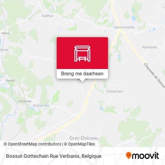 Bossut-Gottechain Rue Verbanis kaart
