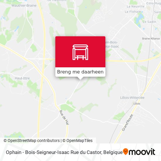 Ophain - Bois-Seigneur-Isaac Rue du Castor kaart