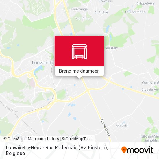 Louvain-La-Neuve Rue Rodeuhaie (Av. Einstein) kaart