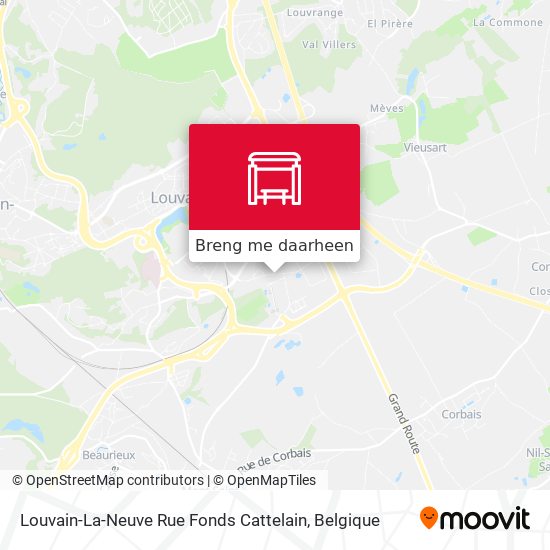 Louvain-La-Neuve Rue Fonds Cattelain kaart