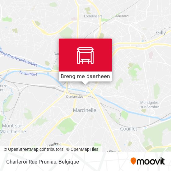 Charleroi Rue Pruniau kaart