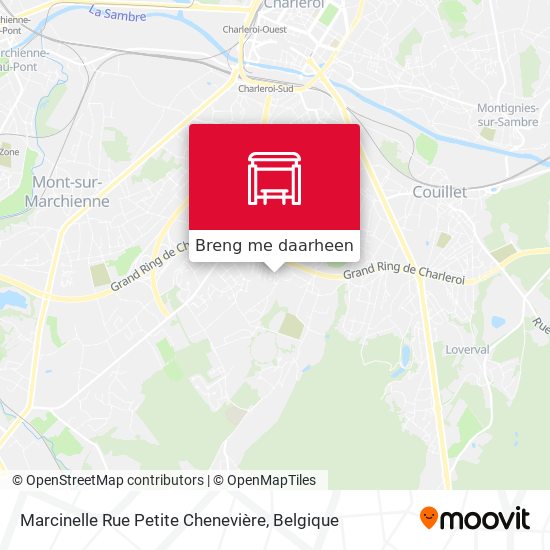 Marcinelle Rue Petite Chenevière kaart