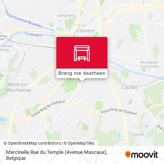 Marcinelle Rue du Temple (Avenue Mascaux) kaart