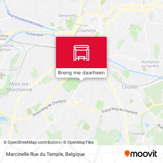 Marcinelle Rue du Temple kaart