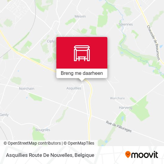 Asquillies Route De Nouvelles kaart