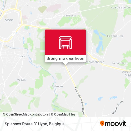Spiennes Route D' Hyon kaart
