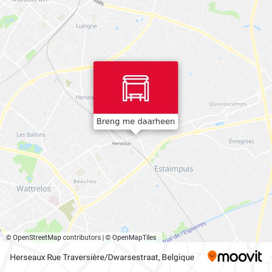 Herseaux Rue Traversière / Dwarsestraat kaart