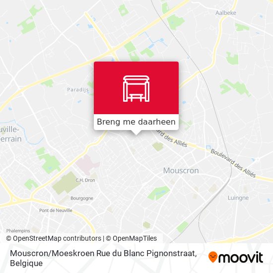 Mouscron / Moeskroen Rue du Blanc Pignonstraat kaart