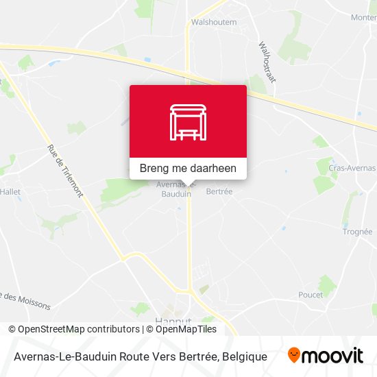 Avernas-Le-Bauduin Route Vers Bertrée kaart