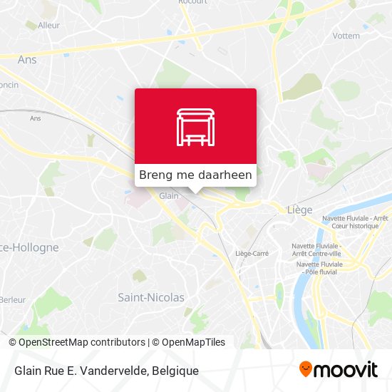 Glain Rue E. Vandervelde kaart