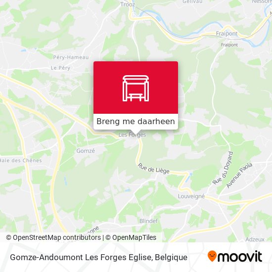 Gomze-Andoumont Les Forges Eglise kaart