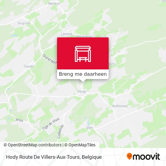 Hody Route De Villers-Aux-Tours kaart