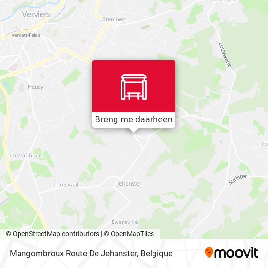 Mangombroux Route De Jehanster kaart