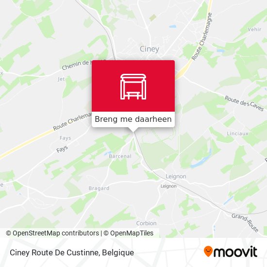 Ciney Route De Custinne kaart