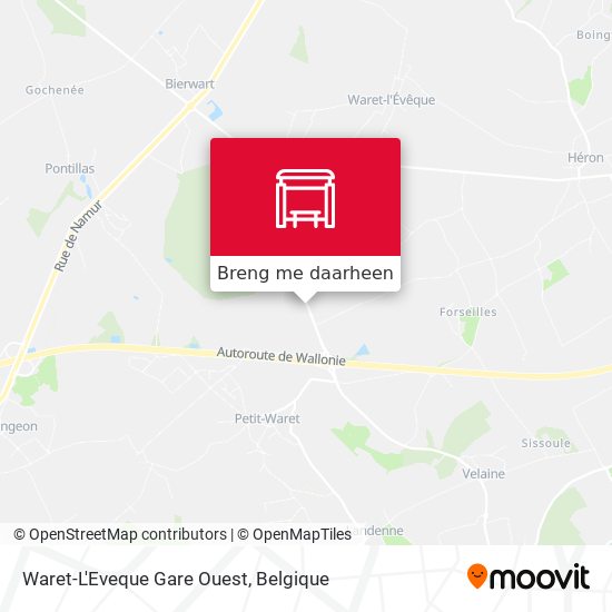 Waret-L'Eveque Gare Ouest kaart