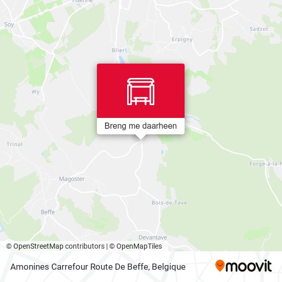 Amonines Carrefour Route De Beffe kaart