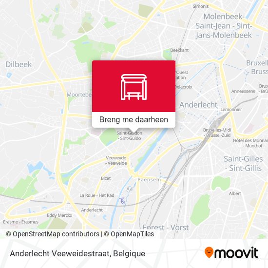 Anderlecht Veeweidestraat kaart