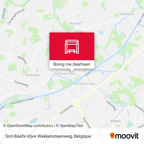 Sint-Baafs-Vijve Wakkensteenweg kaart