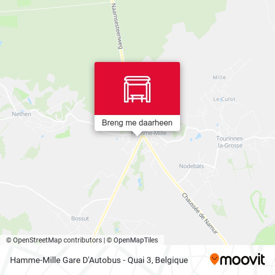 Hamme-Mille Gare D'Autobus - Quai 3 kaart