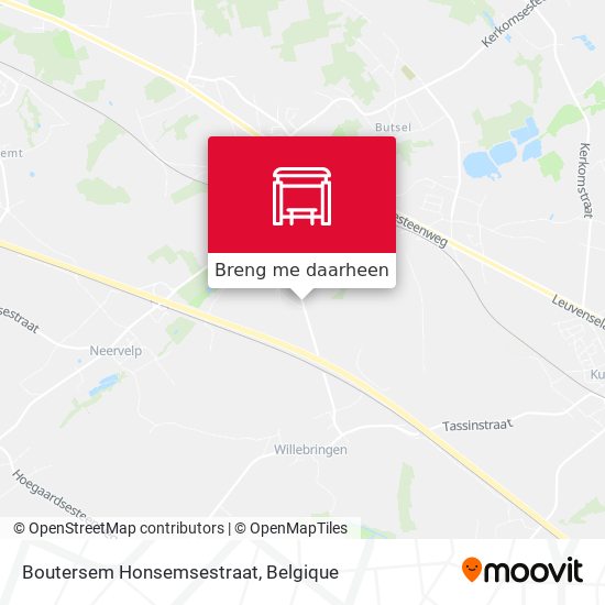 Boutersem Honsemsestraat kaart