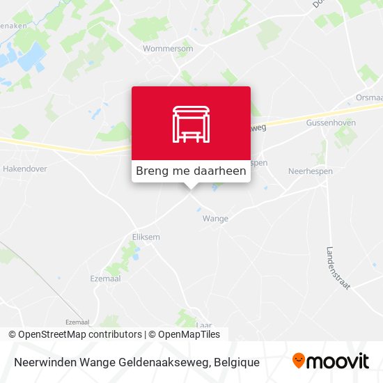 Neerwinden Wange Geldenaakseweg kaart