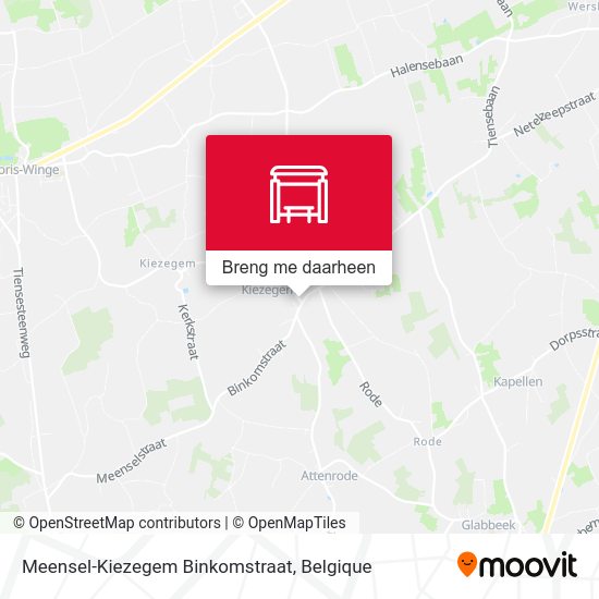 Meensel-Kiezegem Binkomstraat kaart