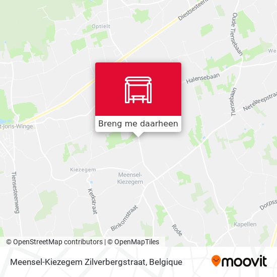 Meensel-Kiezegem Zilverbergstraat kaart