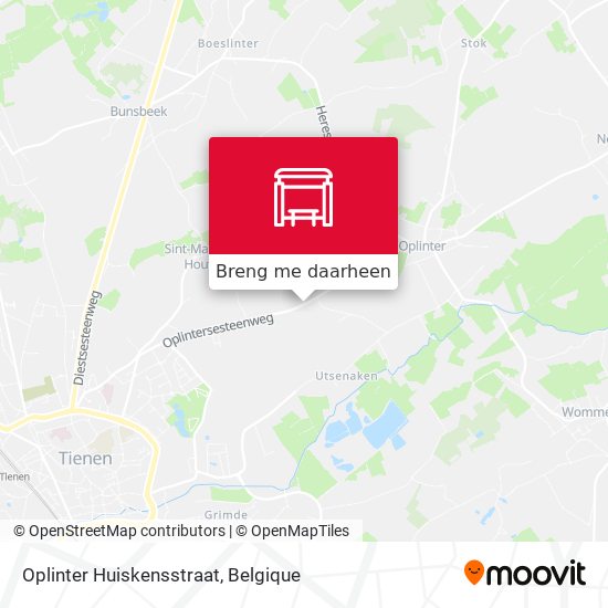 Oplinter Huiskensstraat kaart