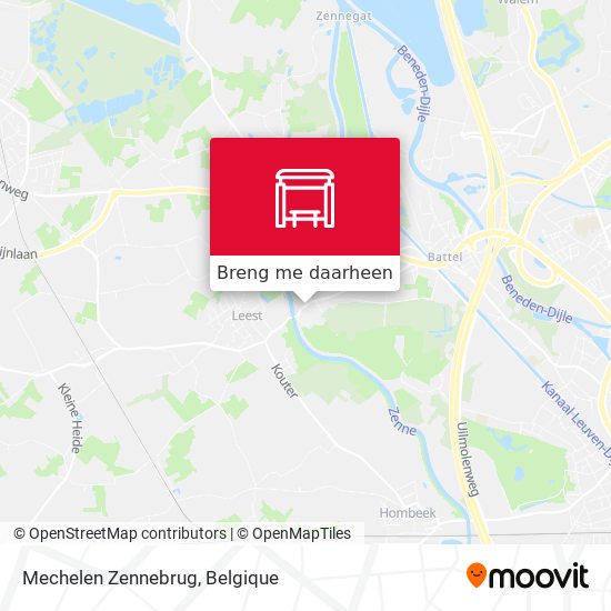 Mechelen Zennebrug kaart