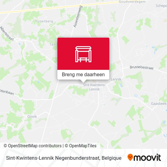 Sint-Kwintens-Lennik Negenbunderstraat kaart
