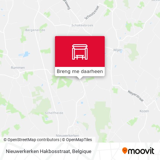 Nieuwerkerken Hakbosstraat kaart