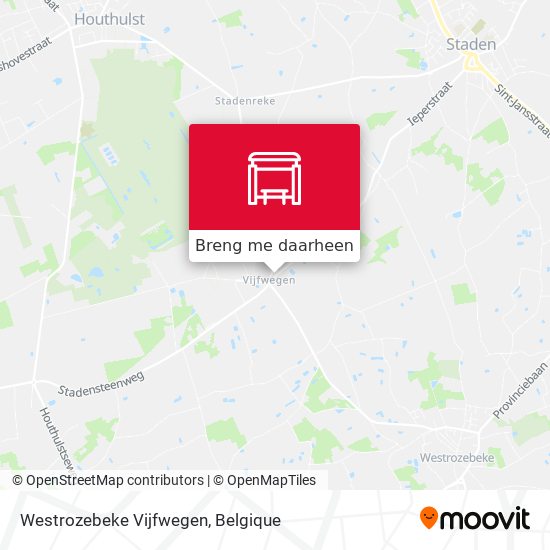 Westrozebeke Vijfwegen kaart